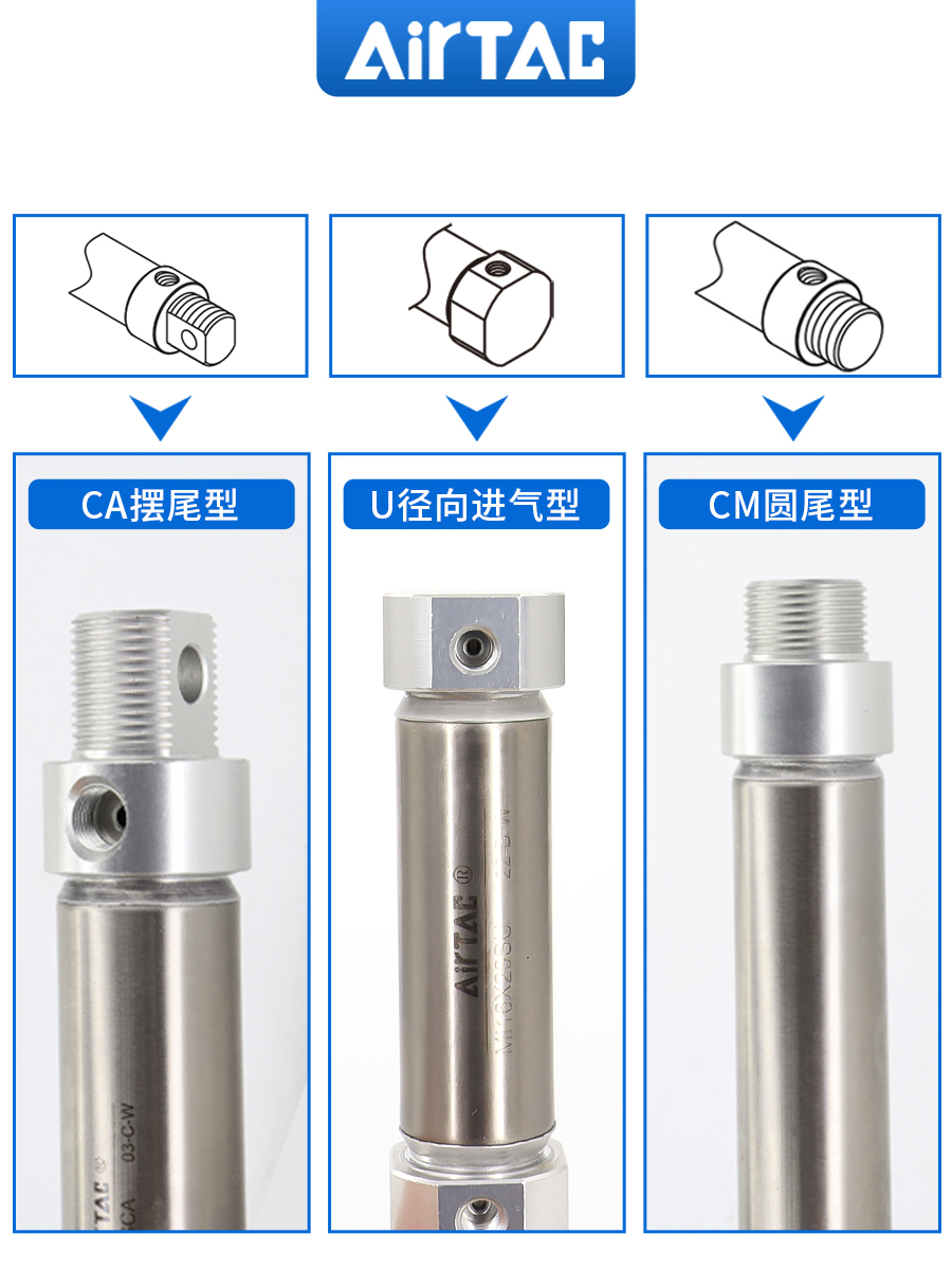 亚德客迷你气动气缸不锈钢MA32X25X50X75X100X125X150X175 S CA - 图1