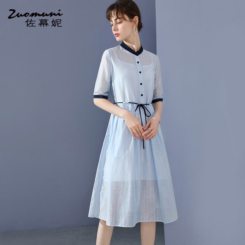 佐幕妮收腰衬衫连衣裙女2020 a字裙 佐幕妮连衣裙