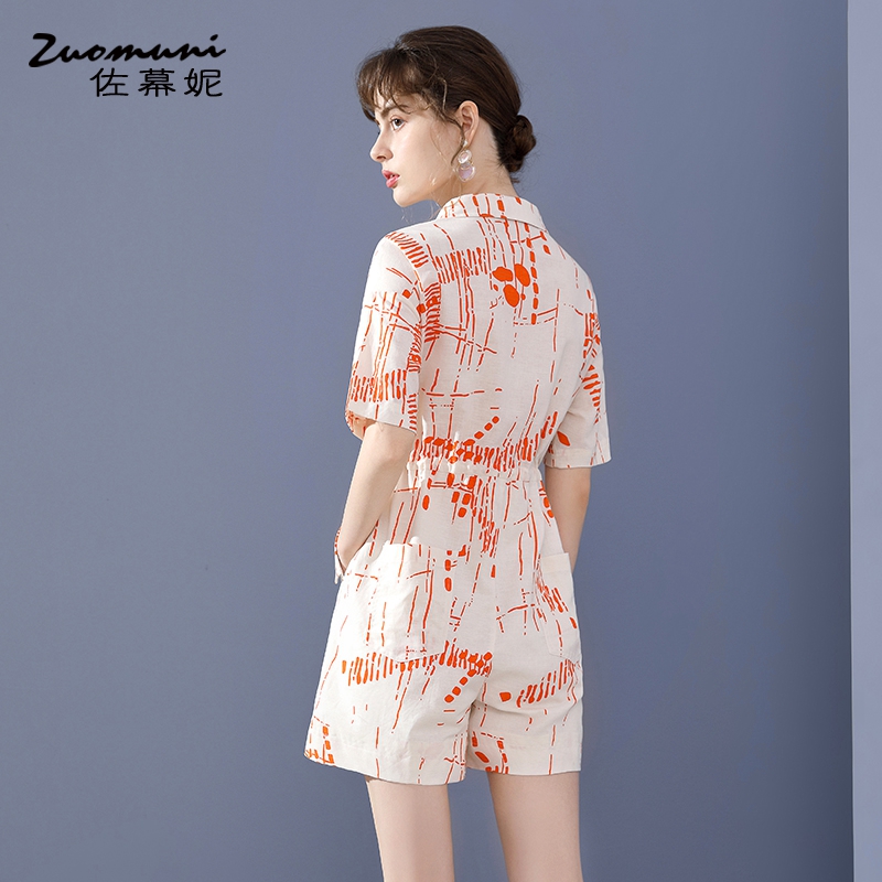 佐幕妮艺术印花连体裤女2020年夏季 佐幕妮时尚套装