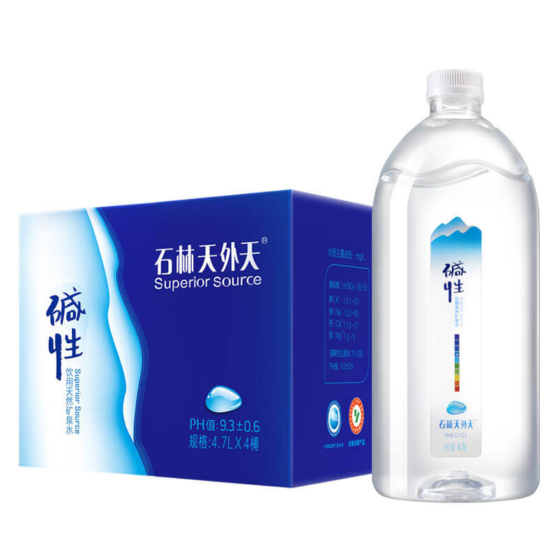 石林天外天碱性水4.7L*4瓶天然矿泉水非苏打水泡茶饮用水无糖无气