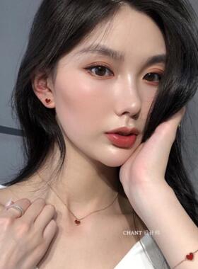 纯银小红心红色爱心手链