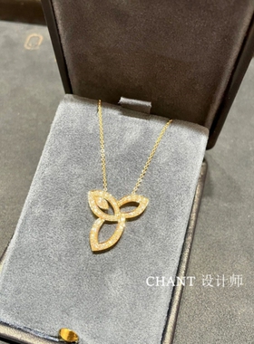 三叶草马眼钻石项链纯银