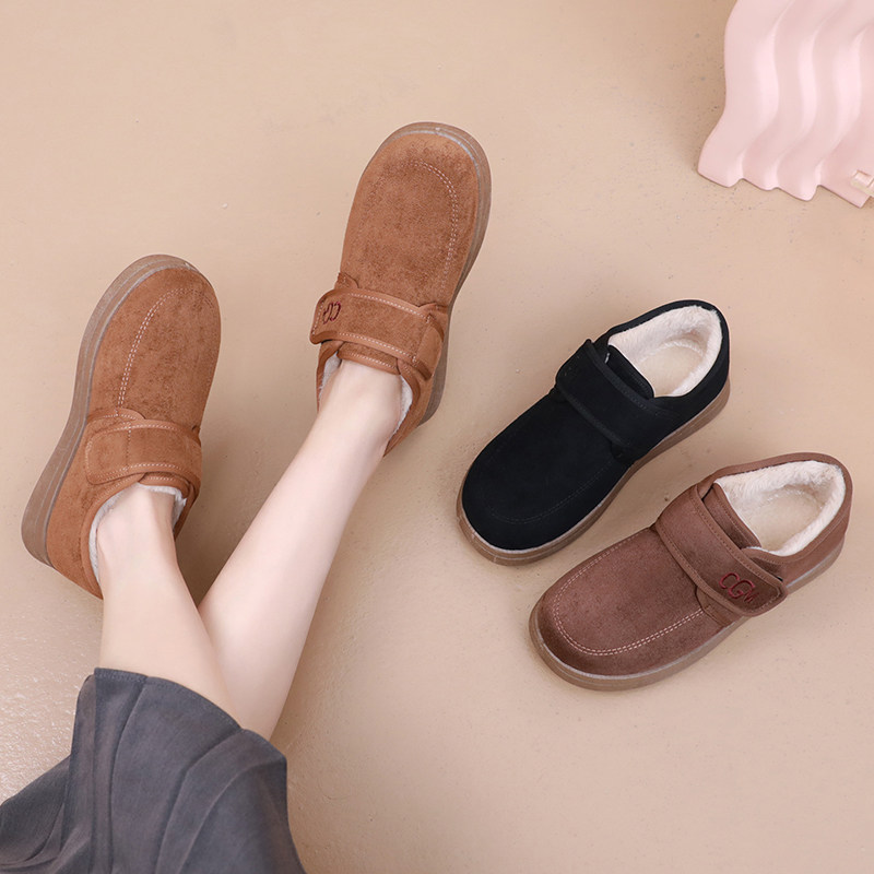 女士鞋雪地靴冬季加绒加厚保暖靴子舒适休闲鞋防滑鞋底魔术贴设计