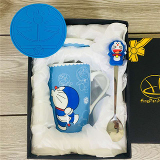 Doraemon mug large capacity cartoon ceramic cup blue fatty tinker bell water cup doraemon blue cup