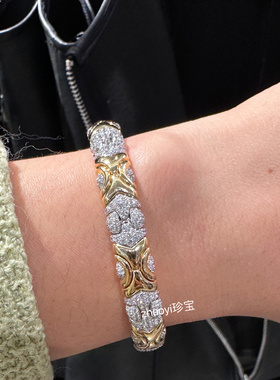 中古风～18k金意大利工艺弹力钻石手镯  定金