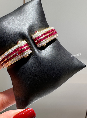 Zhaoyi珍宝～18k金红宝石钻石手镯定金