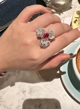 Zhaoyi珍宝鸽血无烧红宝石戒指