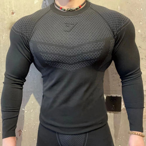 GYMSHARK Onyx2.0鲨鱼男士超级英雄健身训练运动背心长袖紧身衣 - 图2