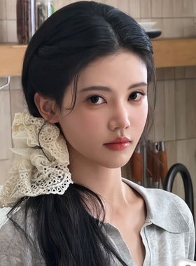 孙珍妮同款蕾丝刺绣超大大肠发圈女高级感扎头圈头绳2026新款头花