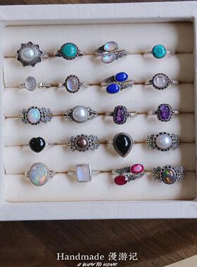 天然水晶珍珠复古质感女戒指指环