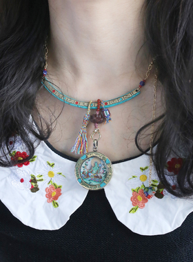 个性设计藏风流苏小唐卡吊坠挂绳