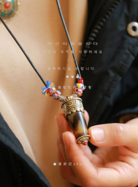 新中式民族风藏式天珠吊坠项链女