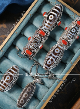 新品复古925纯银天珠戒指情侣