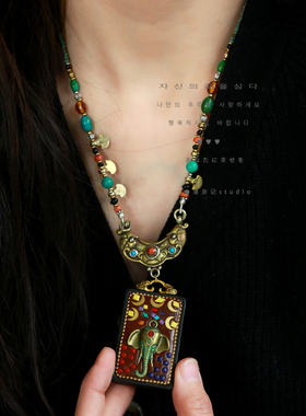 进口藏风唐卡佛牌链子可挂吊坠