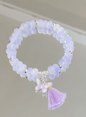 中式古风蝴蝶手链流苏手串闺蜜双人学生小女孩甜美百搭高颜值饰品