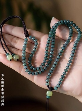 手工编织天然翡翠货珠链挂绳子吊坠挂绳玉佩黄金项链绳毛衣链女