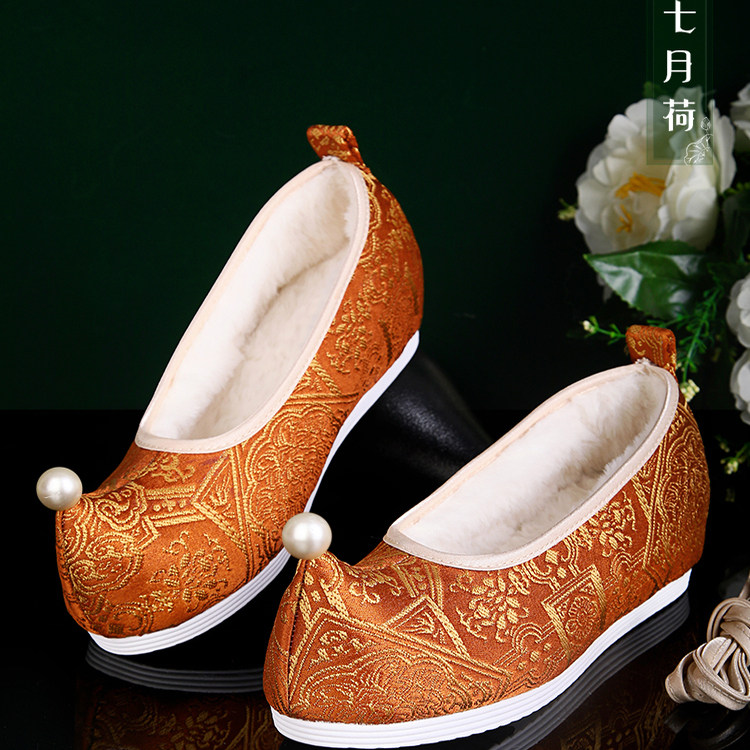 七月荷【洛桑】汉服鞋古风平跟软底鞋明制马面复古女布鞋翘头增高,淘宝优惠券,粉丝福利购,淘宝优惠卷