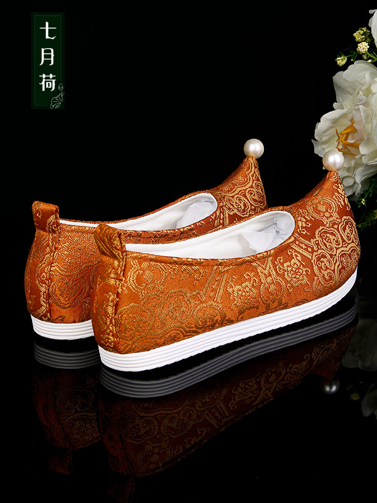 七月荷【洛桑】汉服鞋古风平跟软底鞋明制马面复古女布鞋翘头增高,淘宝优惠券,粉丝福利购,淘宝优惠卷