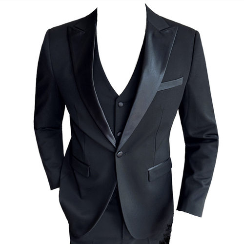 新郎塔士多西服男套装修身伴郎结婚正装礼服商务休闲戗驳领小西装 - 图3