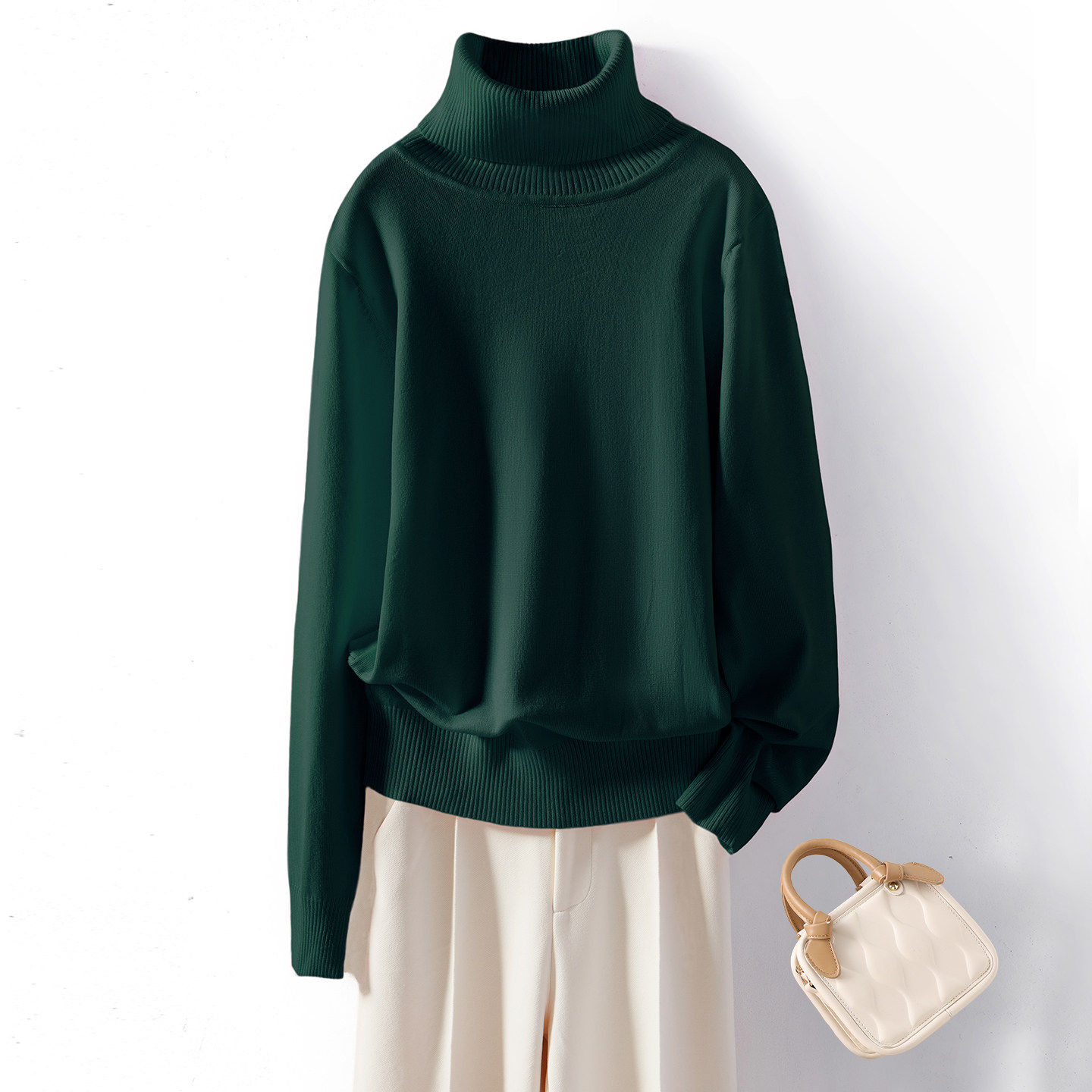 2025咖啡色高领长袖针织衫宽松套头大码毛衣女秋冬软糯内搭打底衫,淘宝优惠券,粉丝福利购,淘宝优惠卷