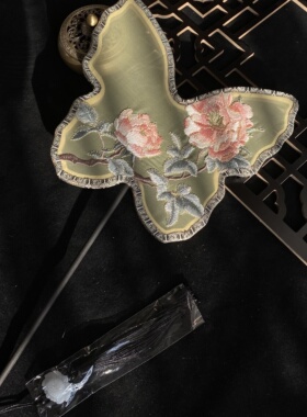 古风汉服团扇绣花半透明异形扇