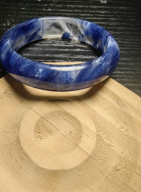 天然蓝晶手镯干净无铁锈56.6圈口已出证书一物一图所见所得有视频