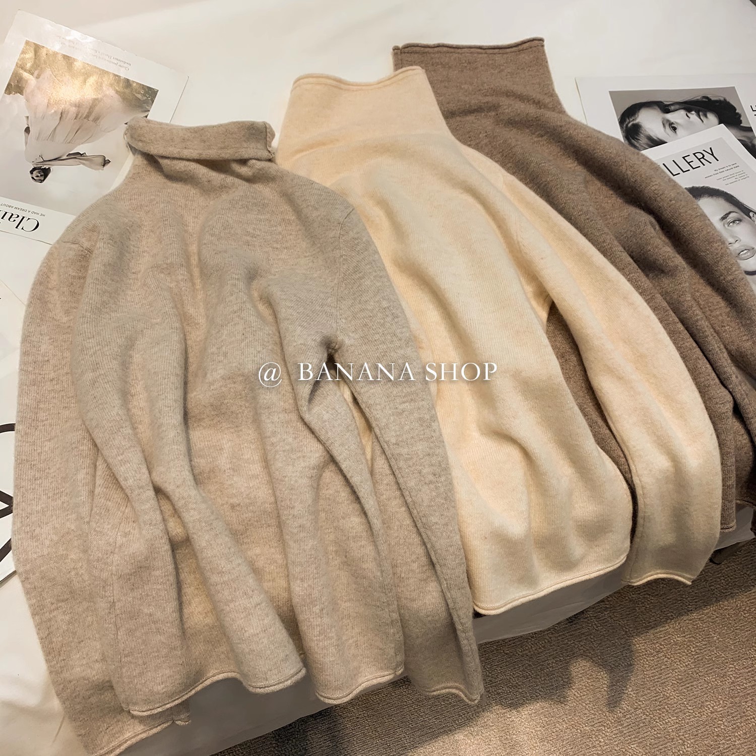 100%纯羊毛衫女百搭高领高级感内搭秋冬堆堆领毛衣卷边打底针织衫 - 图2