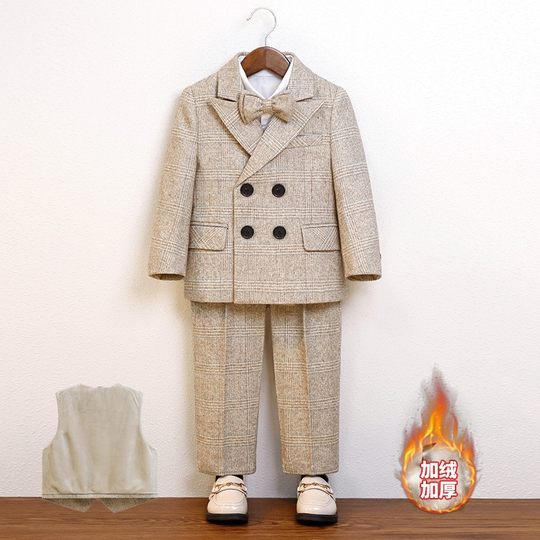 男童小西装套装秋冬男宝宝周岁生日宴礼服帅气花童演出服儿童西服