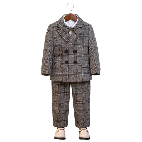 男童小西装套装秋冬男宝宝周岁生日宴礼服帅气花童演出服儿童西服