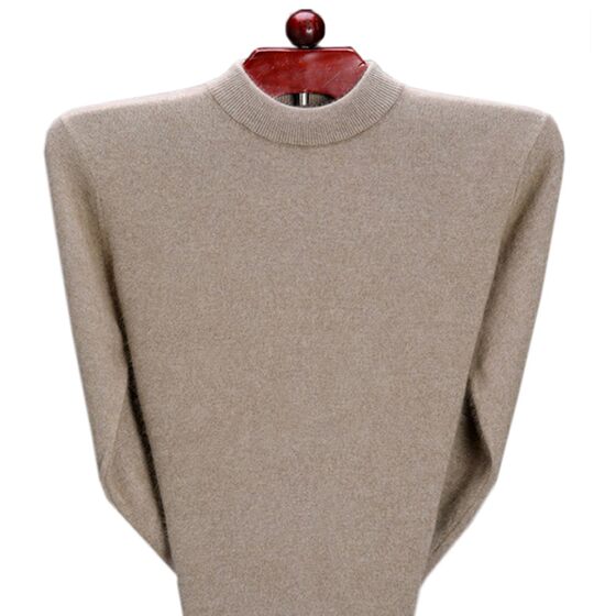 Round neck thickened warm pure wool sweater for middle-aged and elderly people