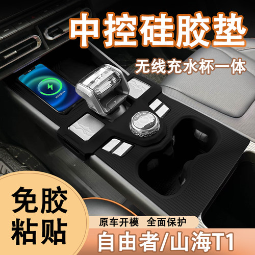 捷途山海T1自由者中控硅胶垫排挡水杯垫内饰面板保护贴膜改装用品 - 图0