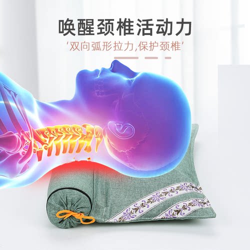 艾草枕头颈椎枕单人圆柱纯艾草连体组合枕护颈枕家用艾叶保健枕头 - 图1