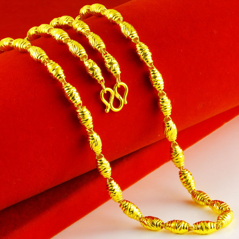 正品9999足金男女士橄榄形粗细素链 千影珠宝颈饰