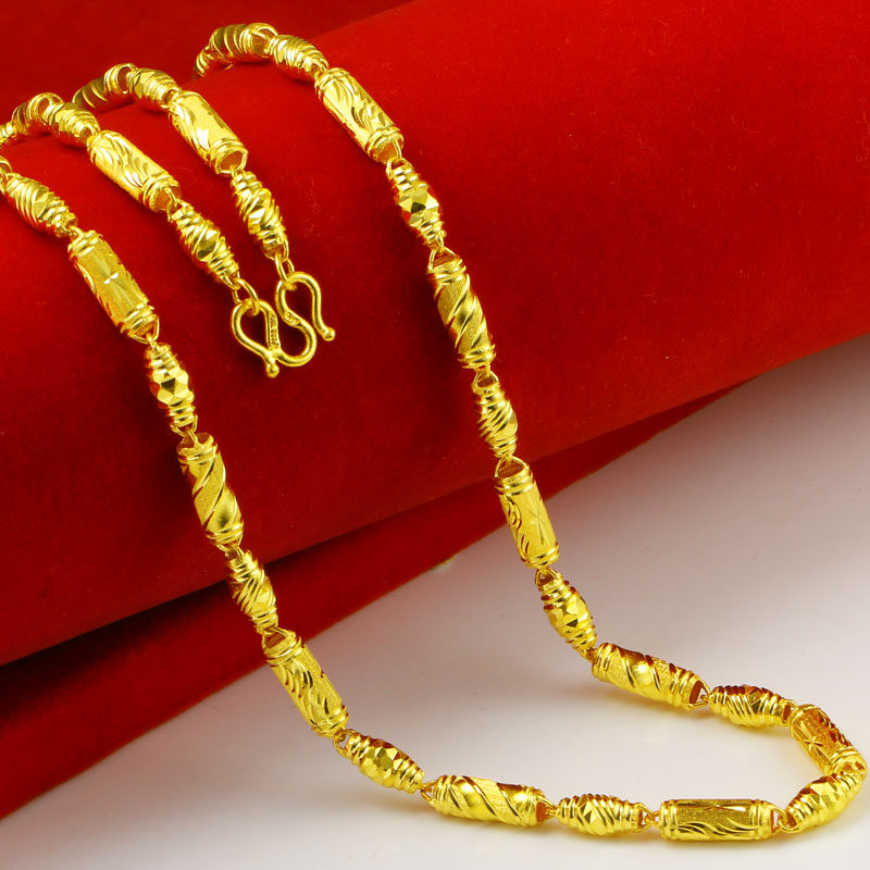 正品9999足金男女款结婚圆柱项链 千影珠宝颈饰