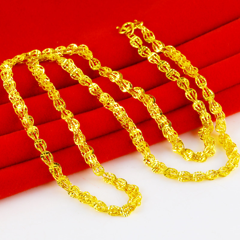 正品女士9999凤尾纯金素金锁骨链 千影珠宝颈饰