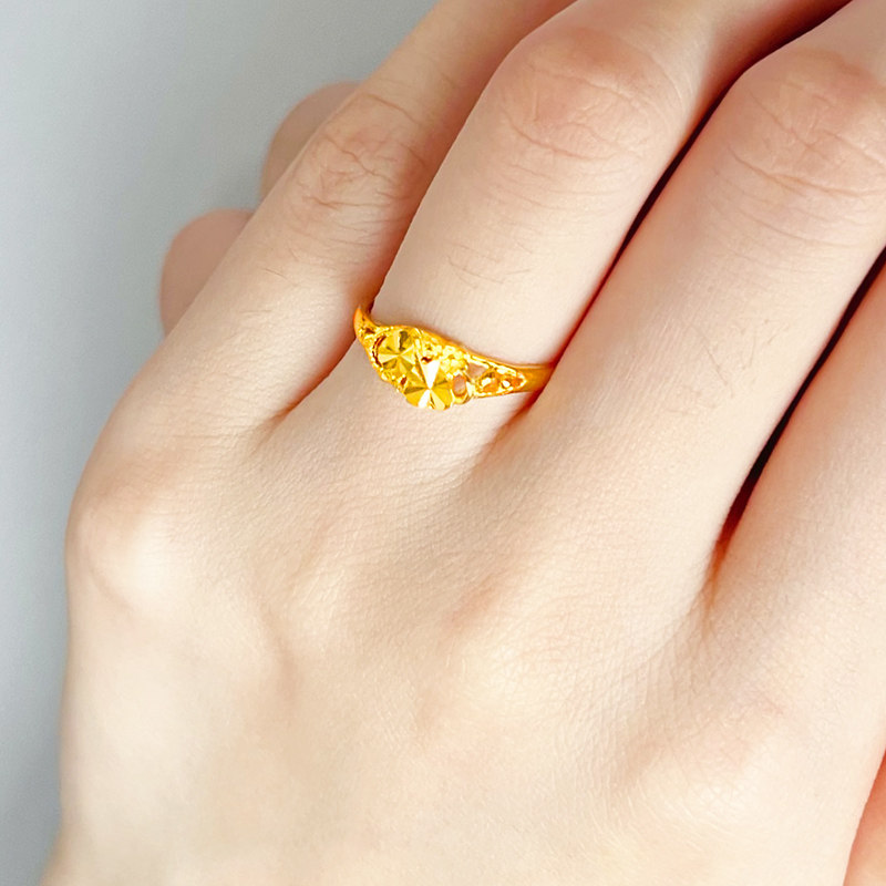 正品女士9999足金纯金首饰指环素金 千影珠宝手饰