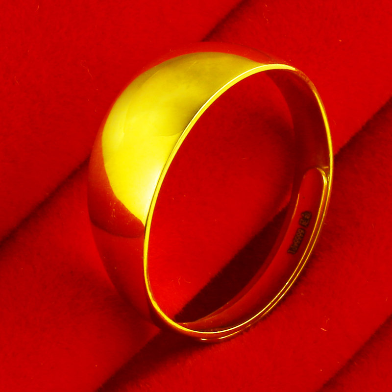 正品男款9999足金光面戒子女士指环 千影珠宝手饰