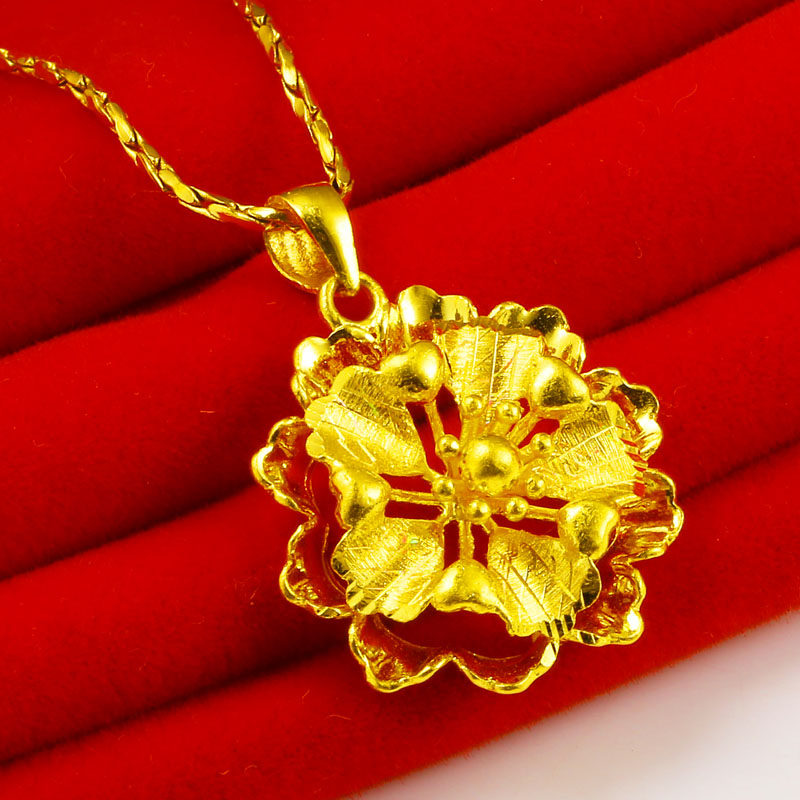 正品女款9999大花朵纯金坠子吊坠 千影珠宝颈饰