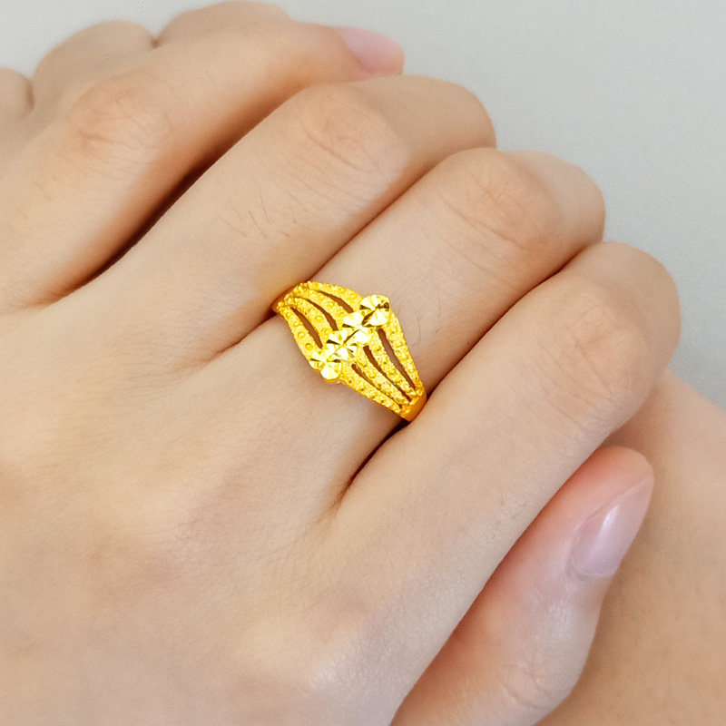 正品9999足金女士爱心形素金食指环 千影珠宝手饰