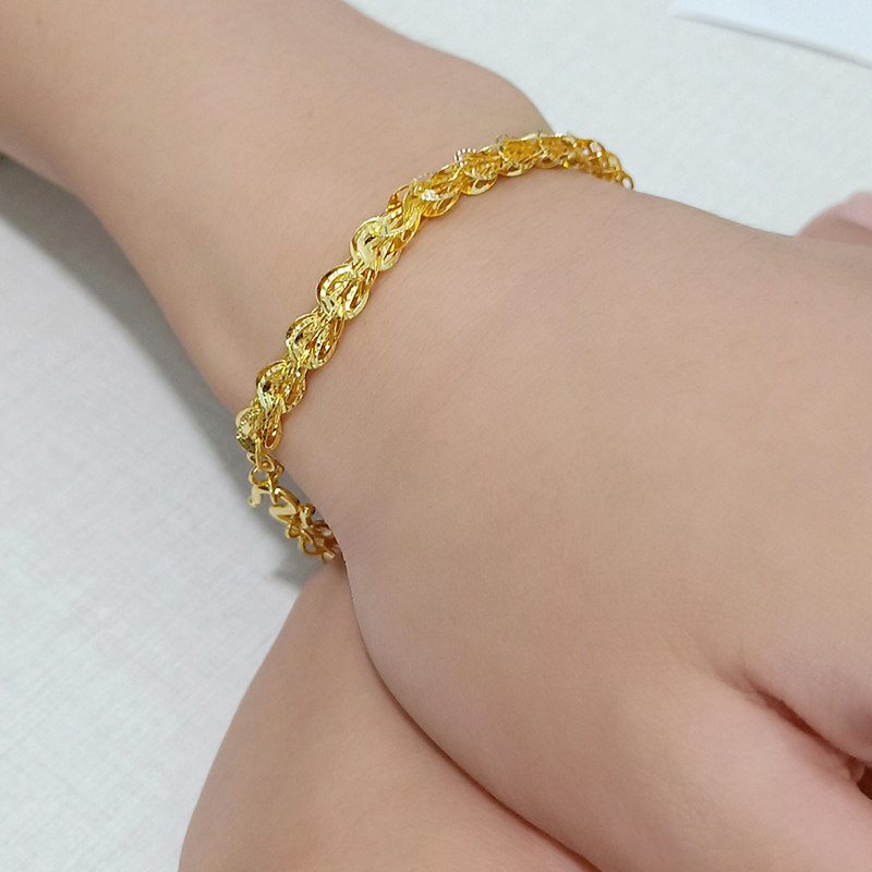 正品女款9999足金手镯真金结婚链子 千影珠宝手饰