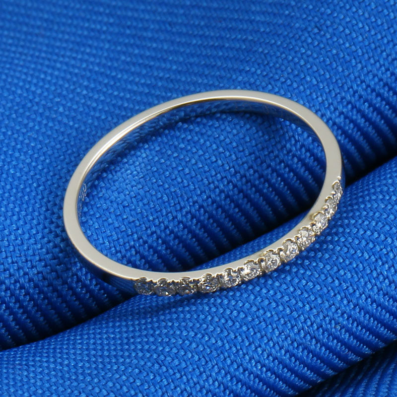 千影女款排戒子小au750纯白金钻戒 千影珠宝手饰