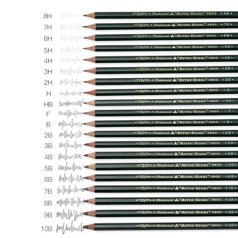 三菱（uni）美术素描铅笔学生绘图书写铅笔9800HB12支装 - 图1
