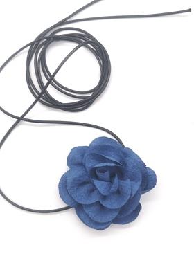颈花蓝色山茶花项链春夏季绑带锁骨链choker