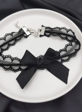 choker超仙少女风蕾丝黑色锁骨链