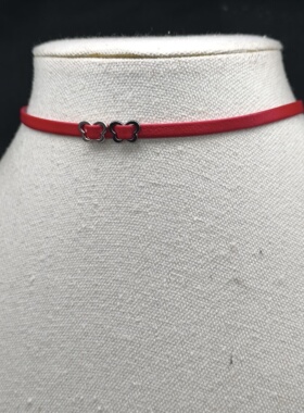 小众设计感choker项圈皮革女ins风简约蝴蝶叠戴颈带锁骨链甜酷风