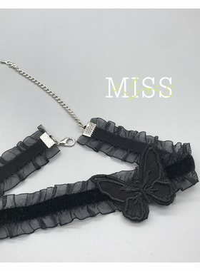 choker丝绒蝴蝶少女风晚宴项圈
