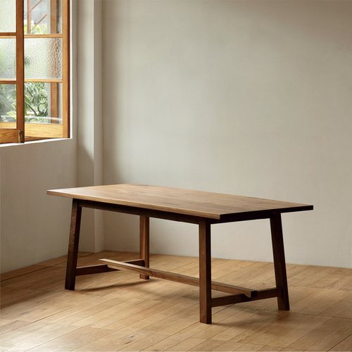 MUMO木墨 支架桌 黑胡桃红橡木实木餐桌餐厅书房多规格办公工作台 - 图3