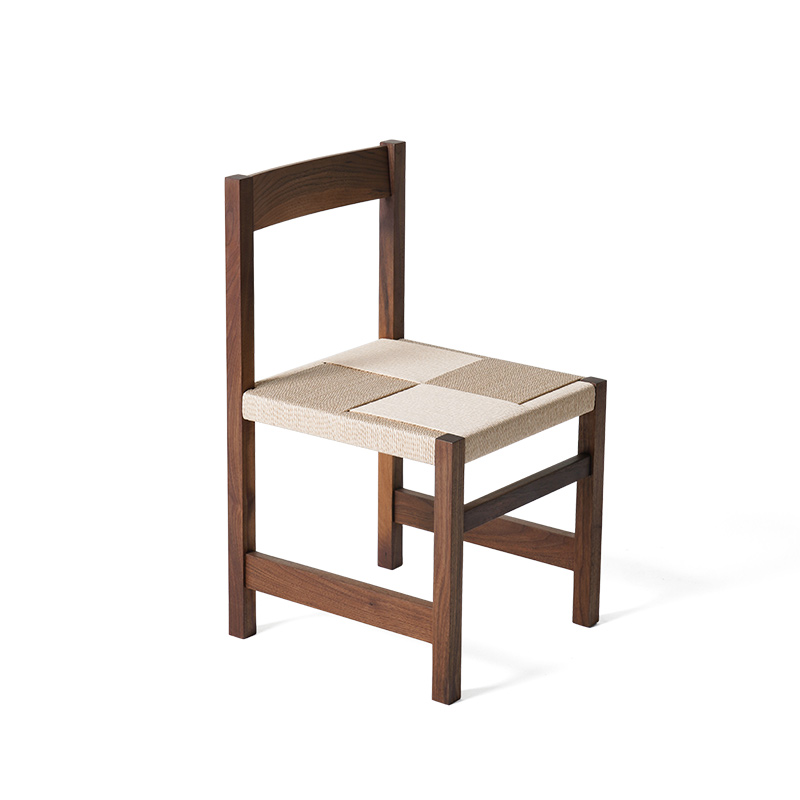 MUMO木墨编织靠背椅黑胡桃木樱桃木书桌椅子餐椅客厅书房实木家具