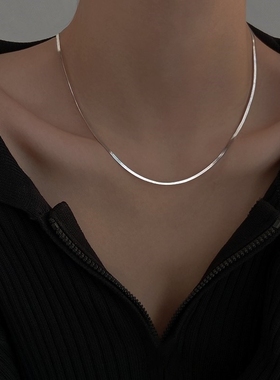 蛇骨项链男女潮美式ins冷淡风简约百搭小众嘻哈情侣素链钛钢