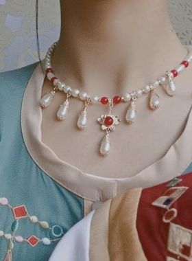 古风项链莲蓬软璎珞明制坦领配饰项圈汉服百搭仙气少女唐风流苏